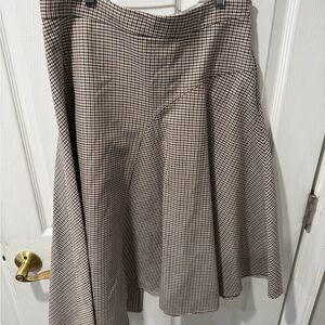 ROCHAS   A-Line asymmetrical Houndstooth Midi Skirt in Brown and Cream